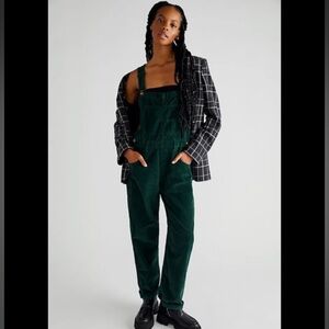 Green corduroy ziggy overalls